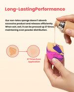 Unfovi polyurethane foam makeup sponges being washed under warm water for easy cleaning