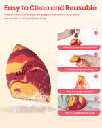 Packaging display of seven pieces Unfovi premium imported makeup sponges for Indian shoppers