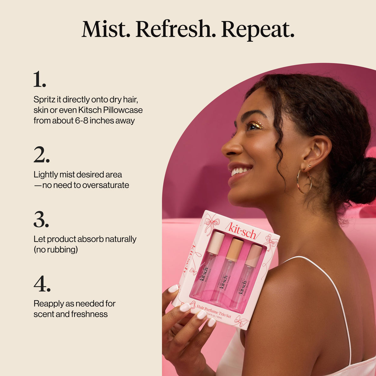 Authentic Kitsch hair and body mist trio set