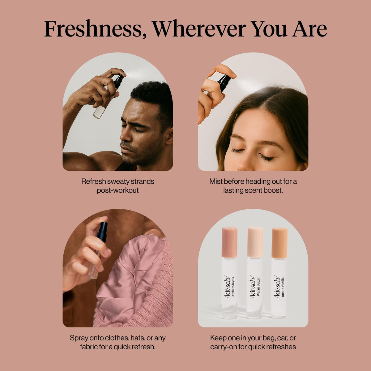 Kitsch hair perfume trio set lifestyle photography