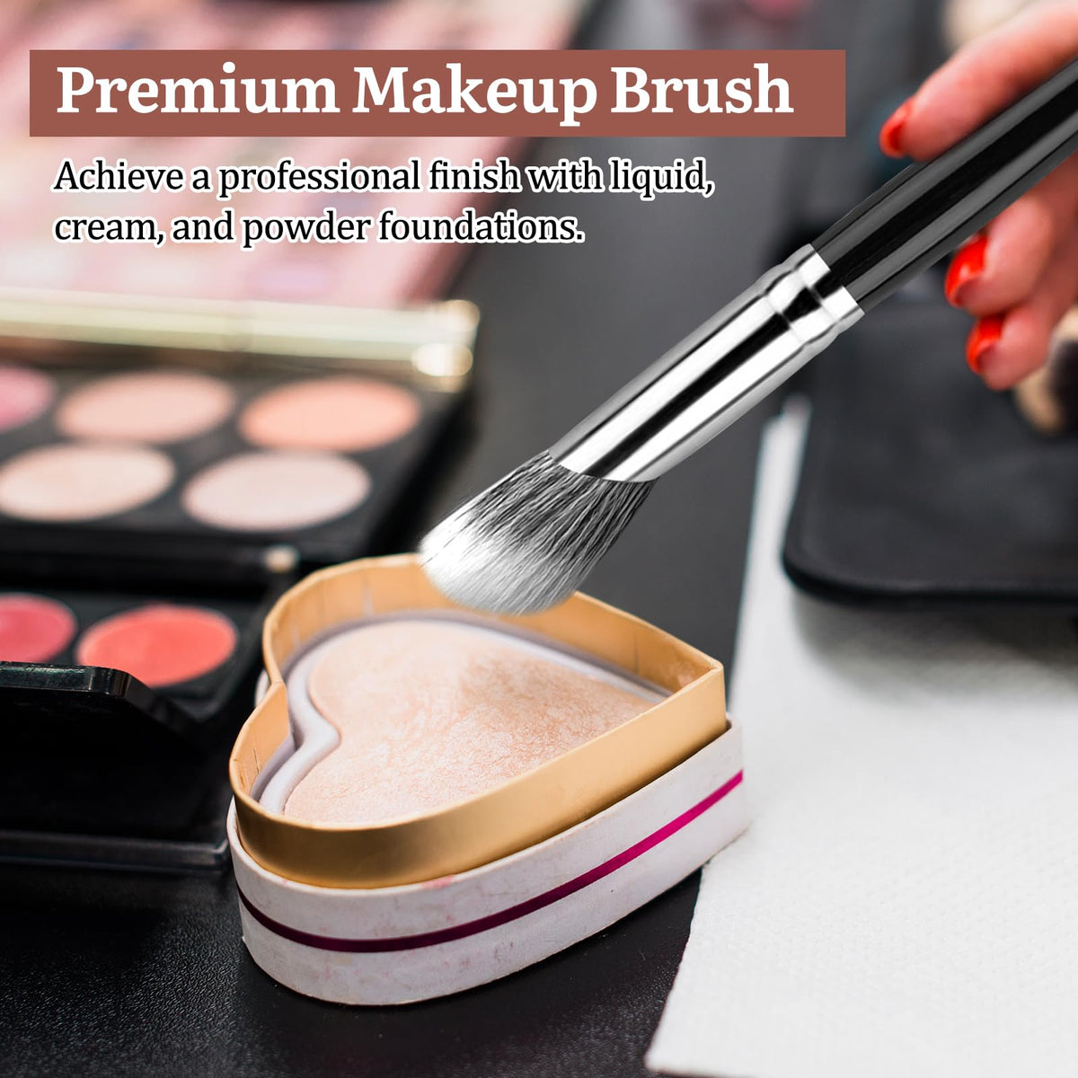 MUIIGOOD face makeup liquid blush brush showcasing the precise slanted synthetic bristle design.