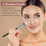 Premium synthetic angled face brush displaying the dual toned black and white bristles.