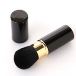 High quality goat hair makeup brush showing the smooth metal casing construction