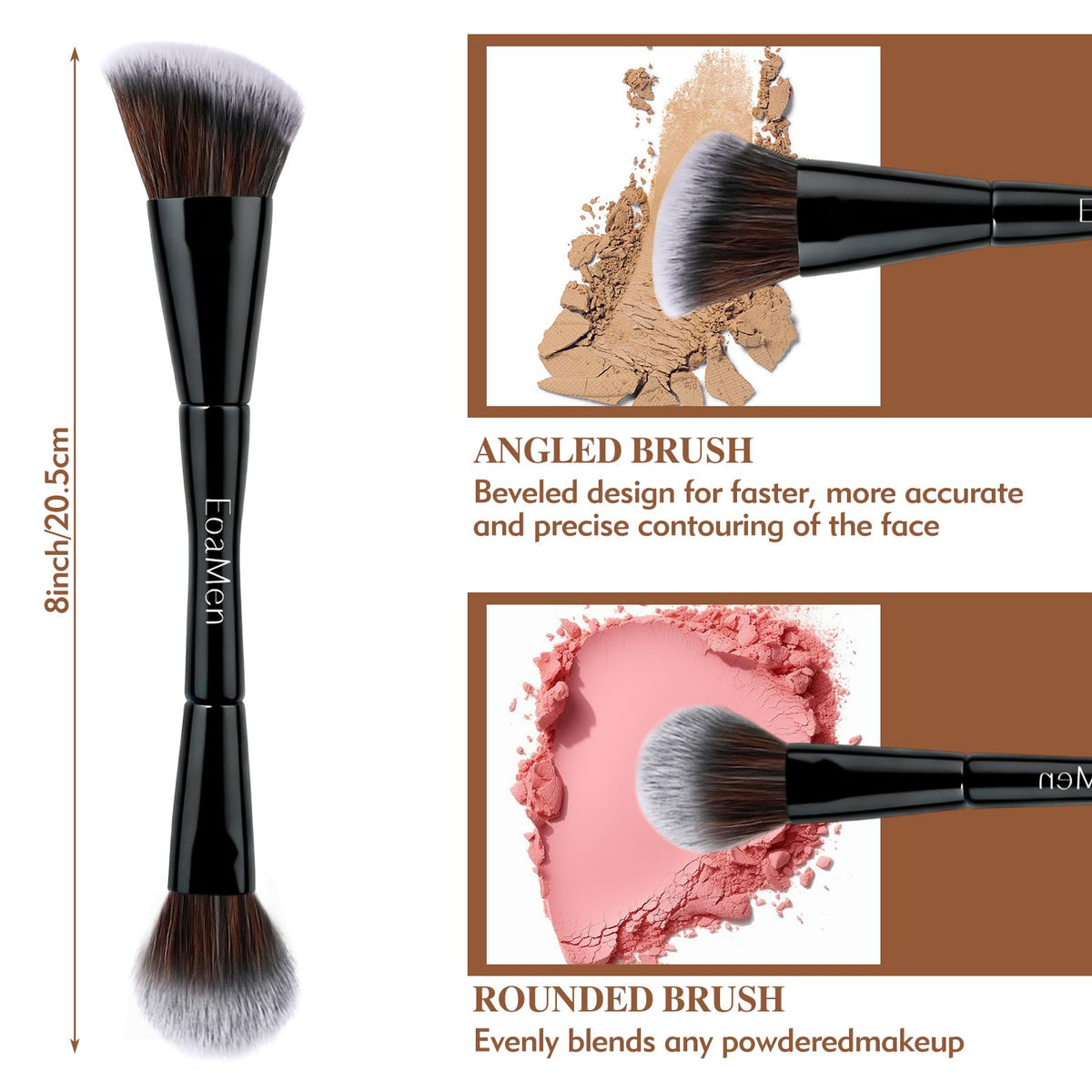 Close up of EoaMen makeup brush angled contouring side