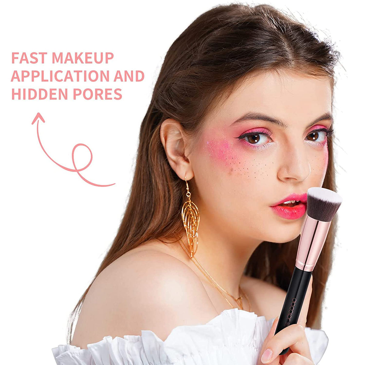 Authentic USA imported Docolor neon makeup brush collection packaging display.