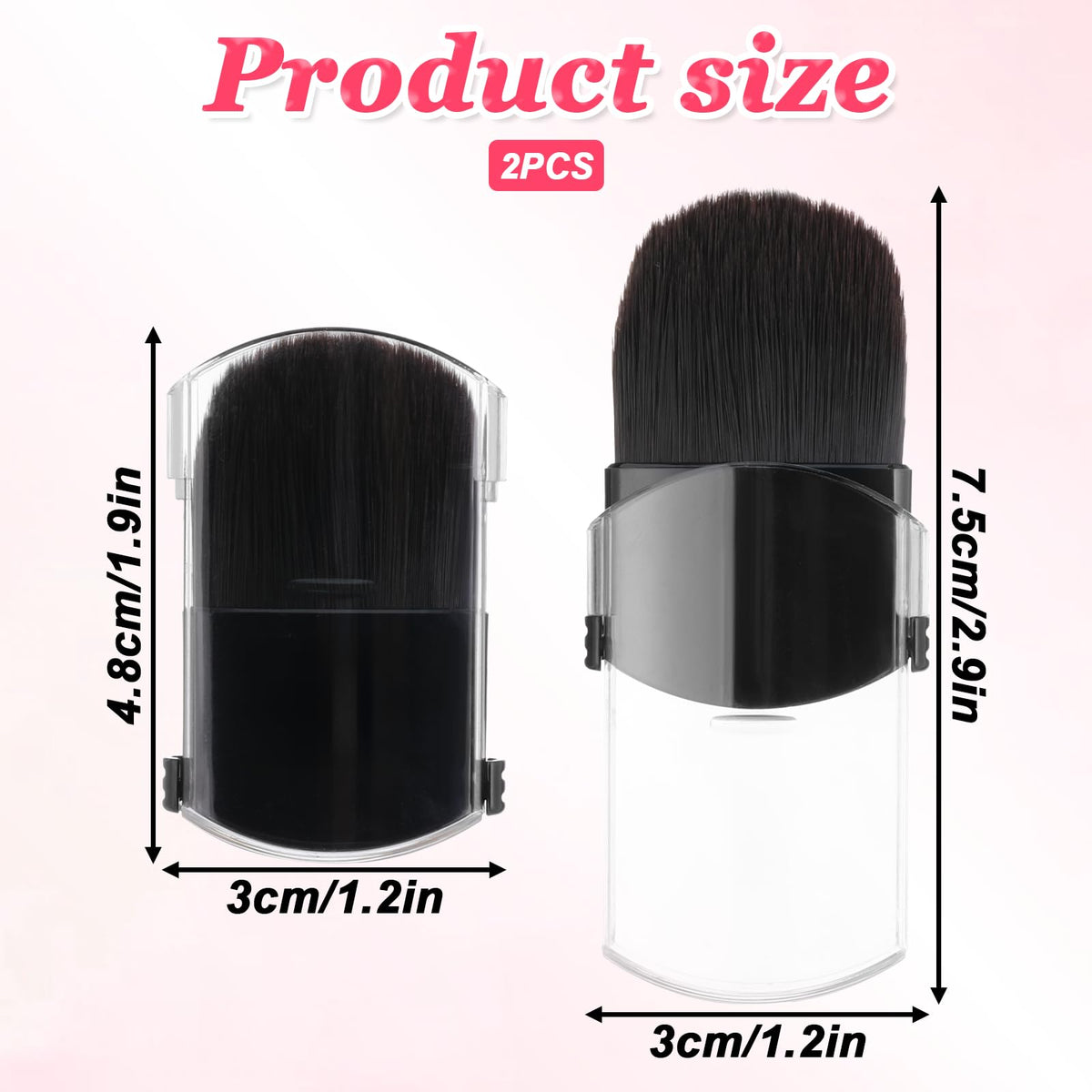 Close up view of the ultra soft synthetic fiber wool bristles on the mini blush brush.