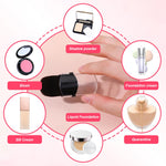 Portable capsule shape foundation and bronzer blender brush showing the telescopic mechanism.