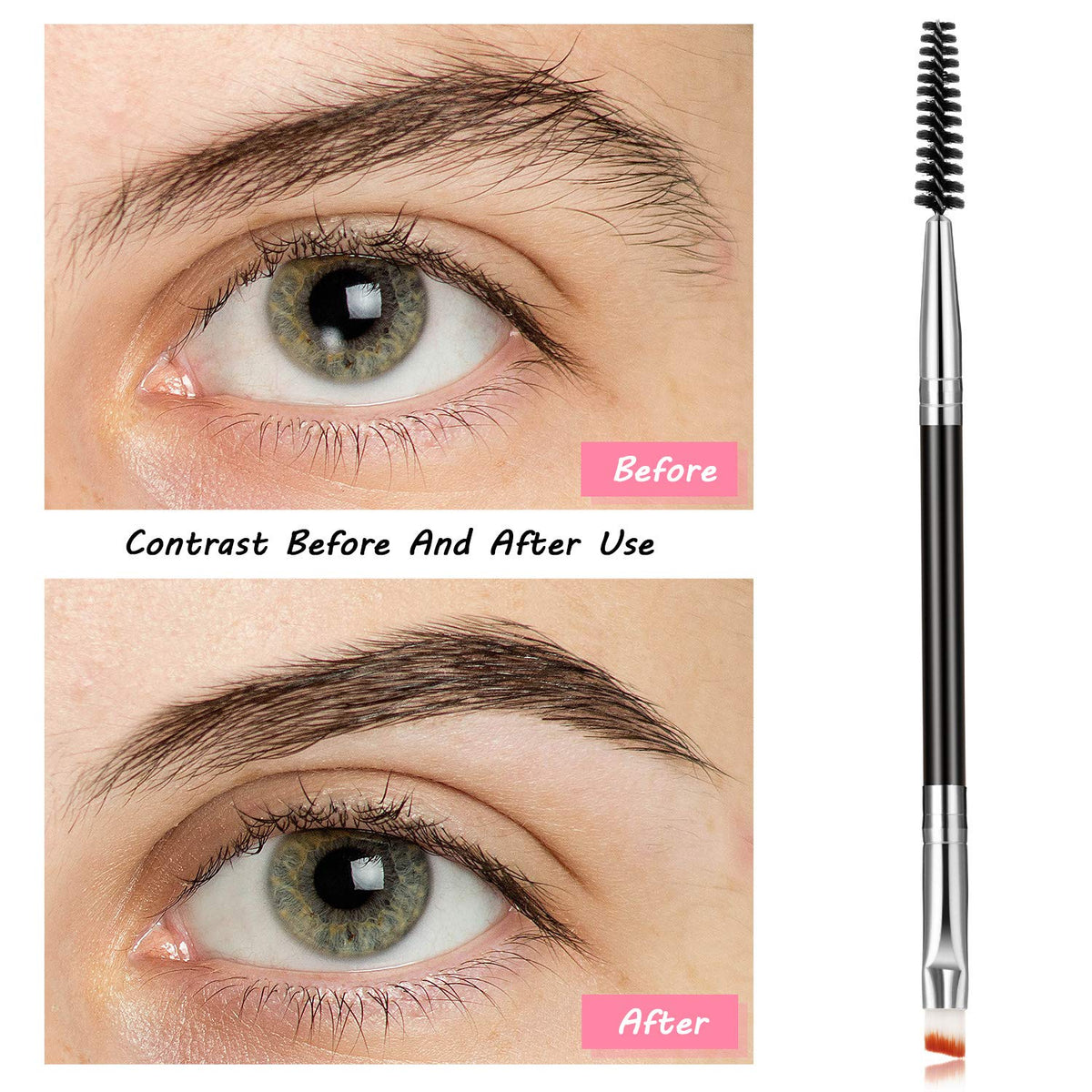 Travel-friendly Boao eyebrow and spoolie brush set in cosmetic pouch