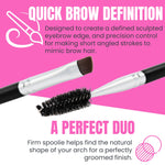 Close up of the firm spoolie brush end for grooming and blending eyebrow hairs.