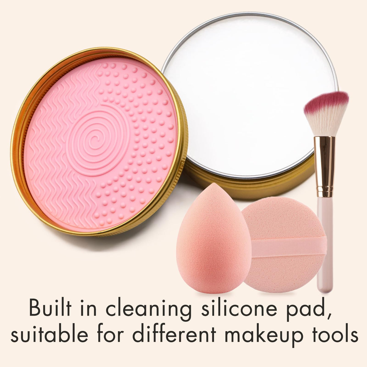 Using the 100 gram solid makeup soap to lather a blending sponge