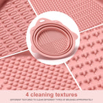 Multi-textured silicone surface showing four unique cleaning ridge patterns