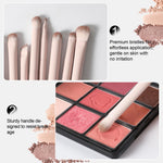 Z'OREYA eye makeup brush collection neatly arranged showcasing the pale pink wooden handles