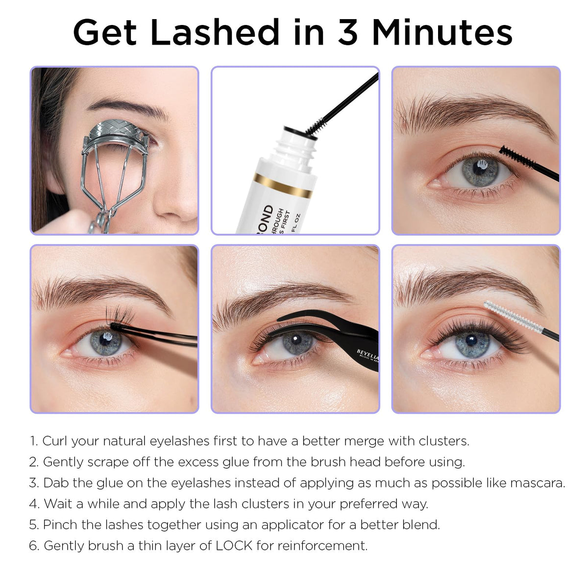 Close up of the spiral mascara wand applicator on the bond side of the eyelash adhesive.