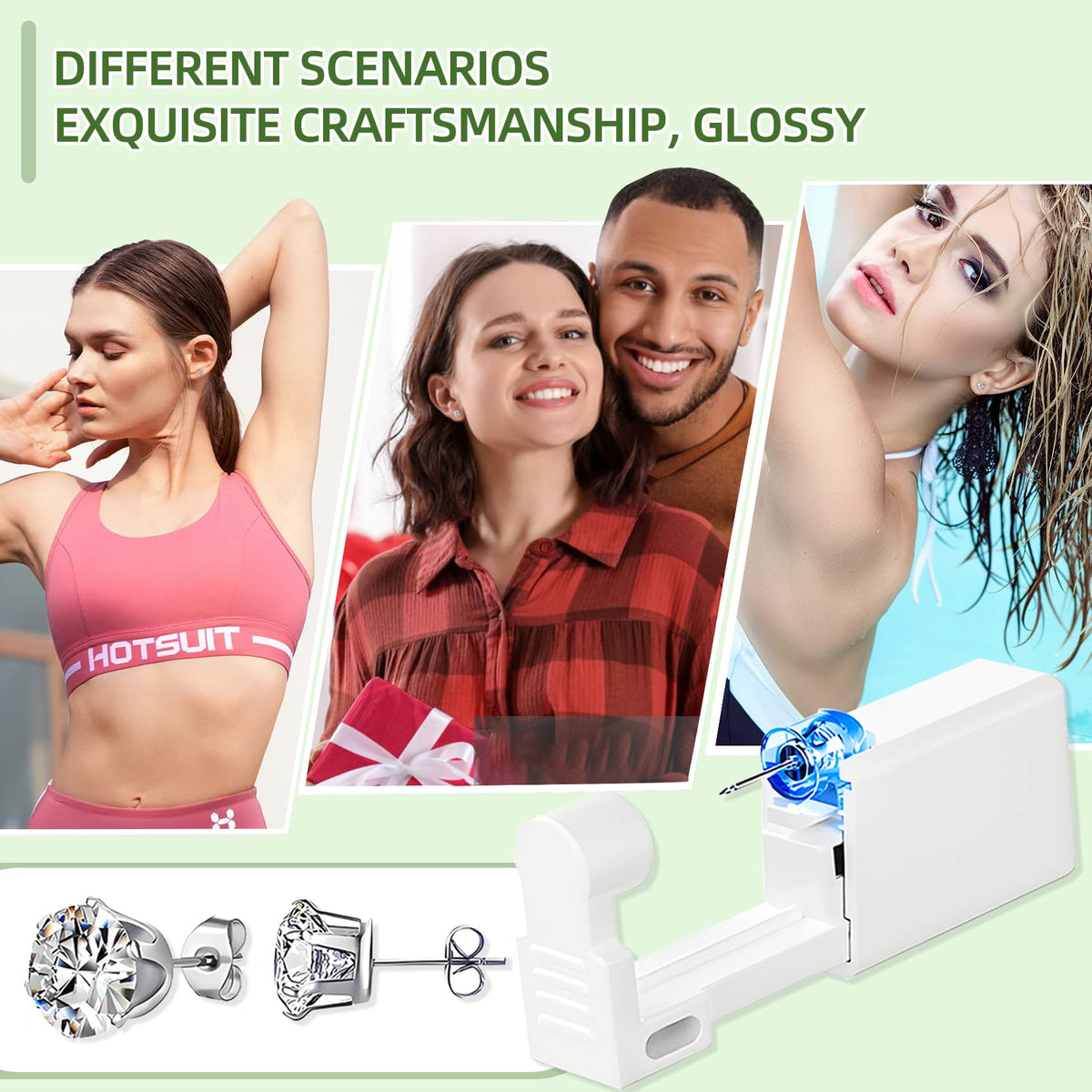 Instructions and components of the home piercing kit