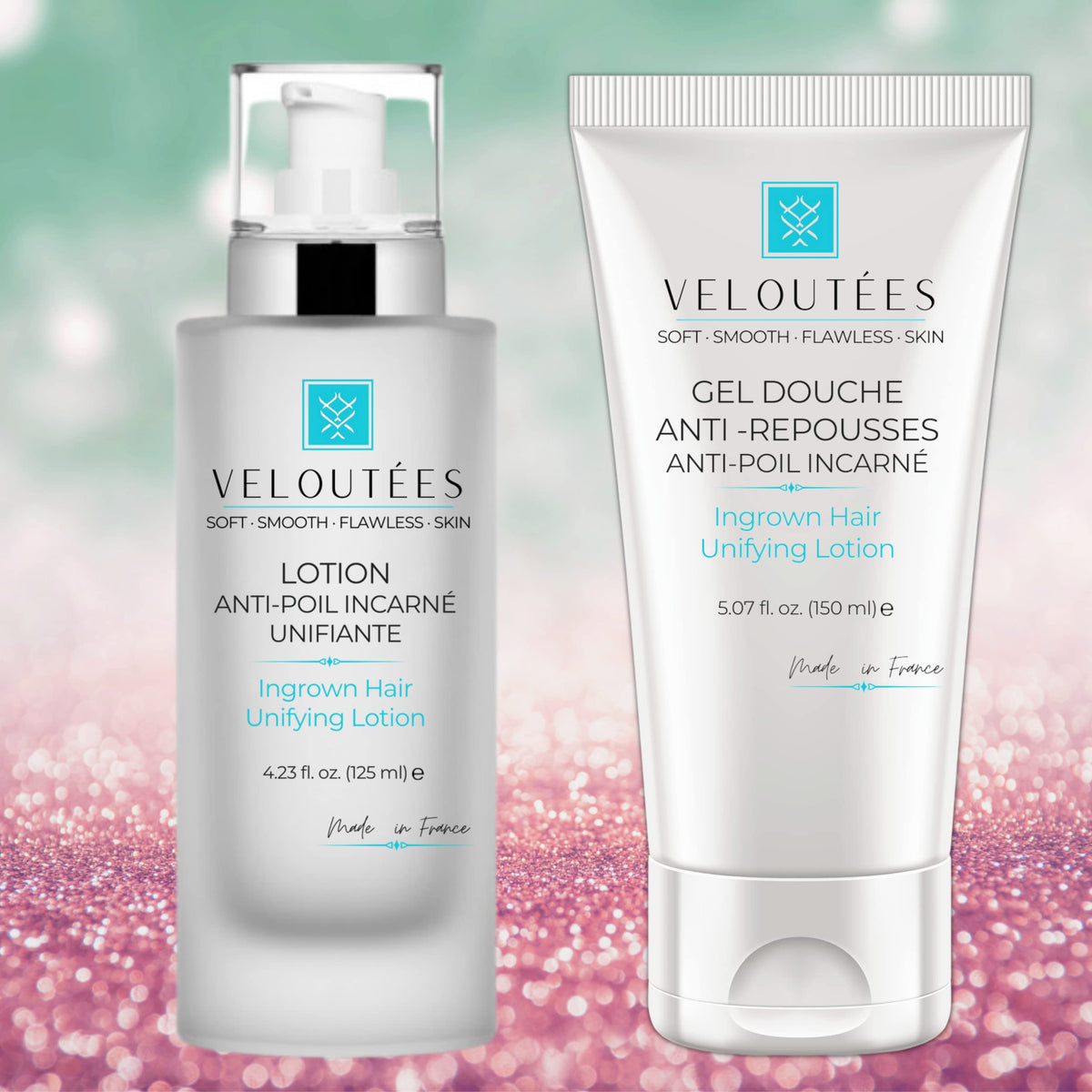 Veloutees Premium Ingrown Hair Treatment bottle with pump applicator