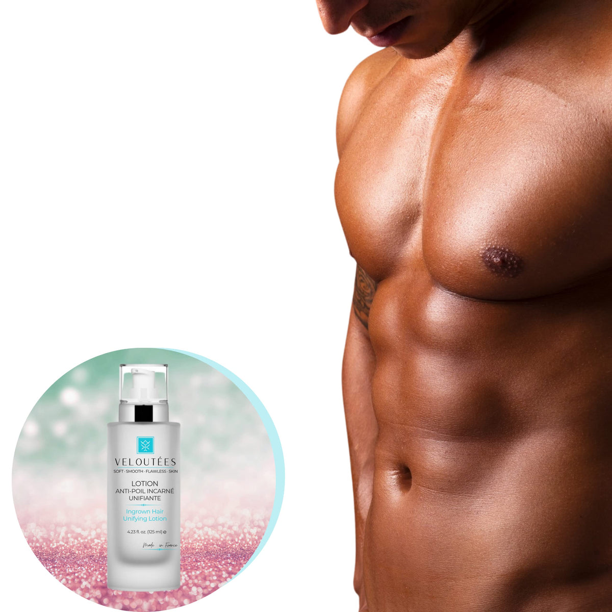 Veloutees anti ingrown hair product packaging showing directions and ingredients