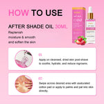 KOEC ingrown hair prevention body oil texture demonstration on clean skin background.