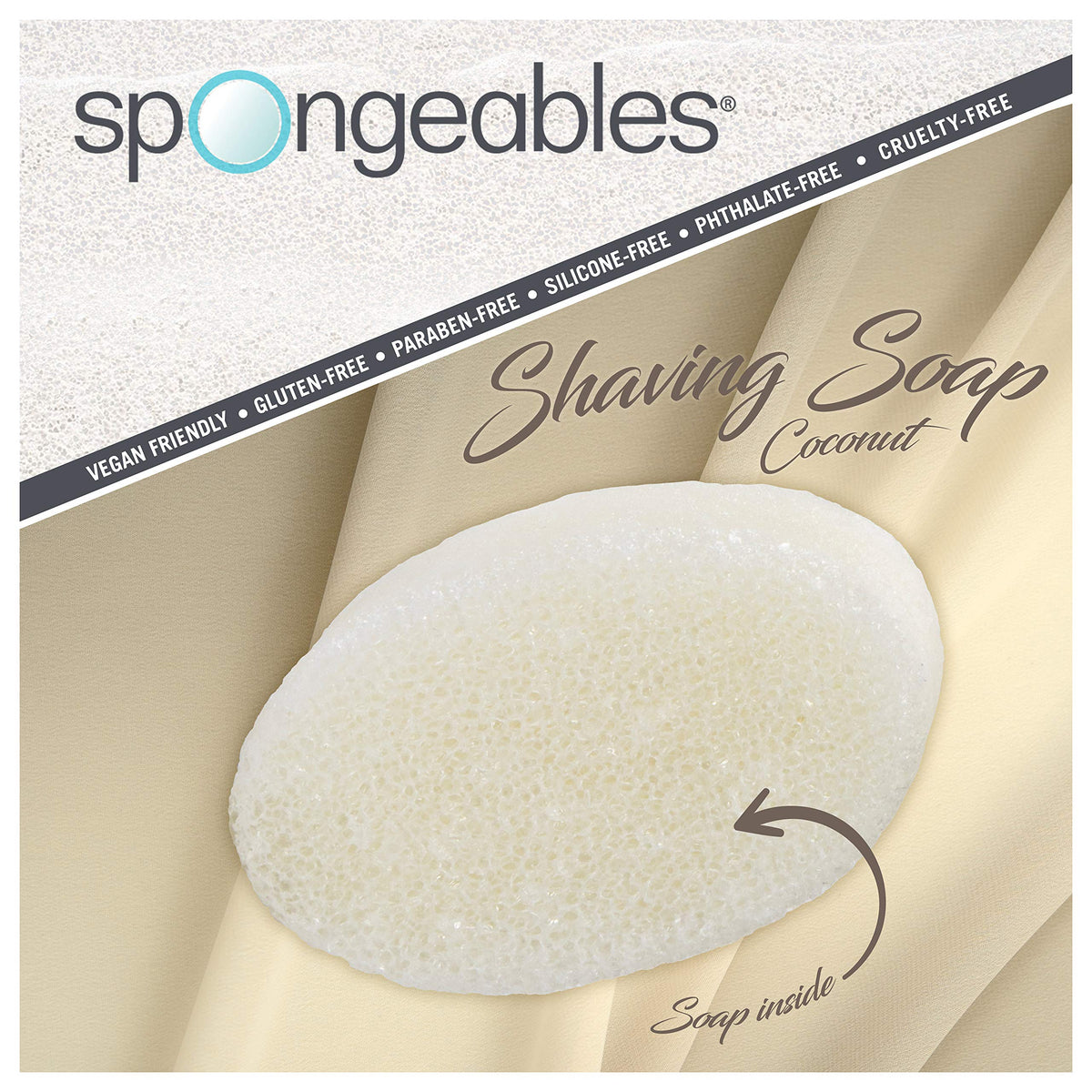 Spongeables coconut scented exfoliating body sponge showing two pieces inside