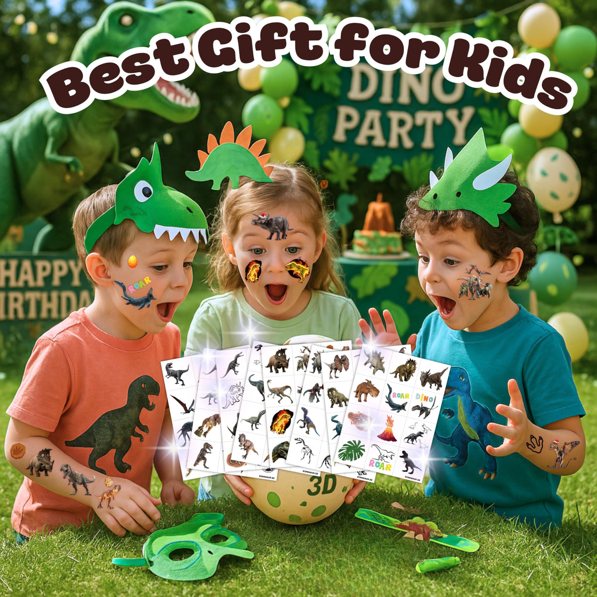 Dinosaur temporary tattoos for kids birthday party favors