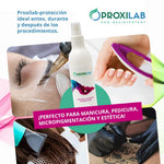 Proxilab universal cosmetic spray being used to cleanse professional manicure and pedicure tools