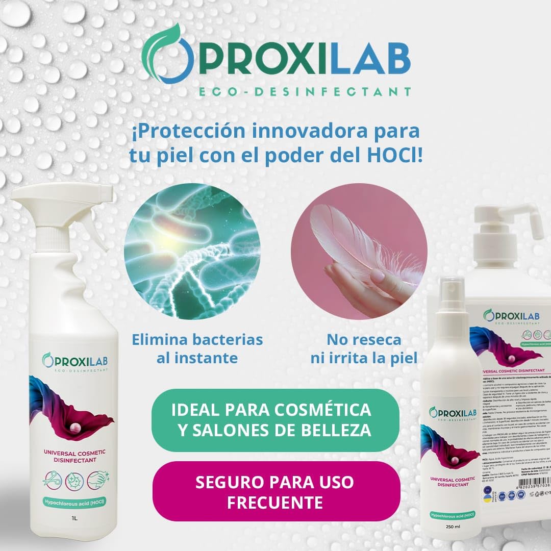 Proxilab antimicrobial beauty tool and face spray sitting on an aesthetic salon setup