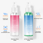 Foctxi Pre Wax Spray bottle close up showing the clarifying skin prep treatment fluid