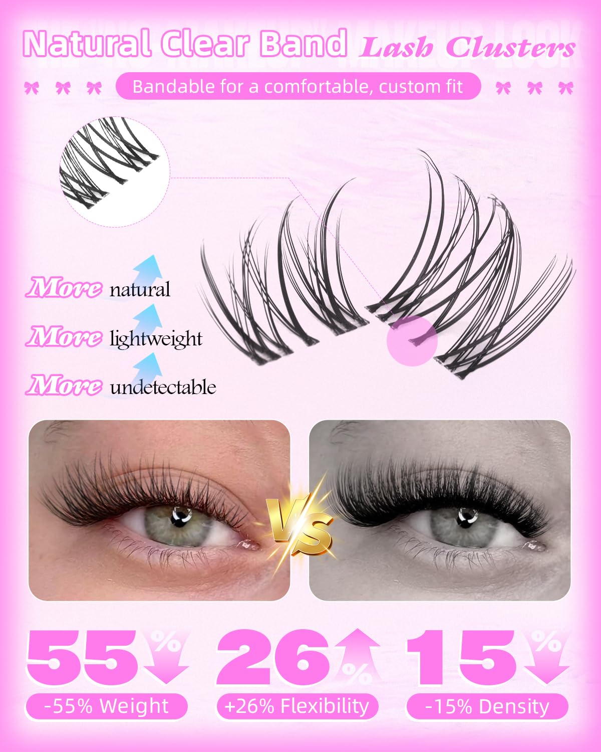 Wtvane invisible band cluster lashes application demonstration
