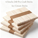 Close up view of smooth splinter free wooden craft sticks highlighting the rounded edges and flat surface.