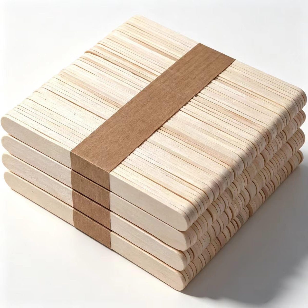 Borogo four point five inch wooden spatulas arranged neatly to display uniform length and thick natural texture.
