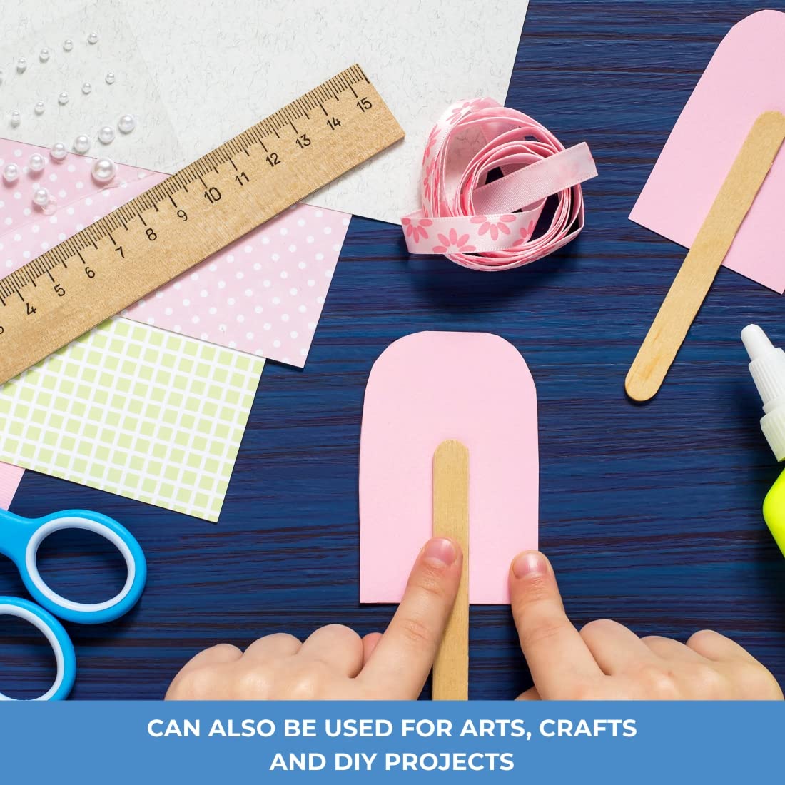 ForPro Professional Collection wooden sticks utilized for creative DIY arts and crafts projects.