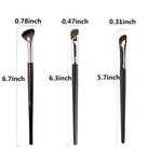 Angled nose shadow brush close up highlighting the premium synthetic fibers and copper ferrule