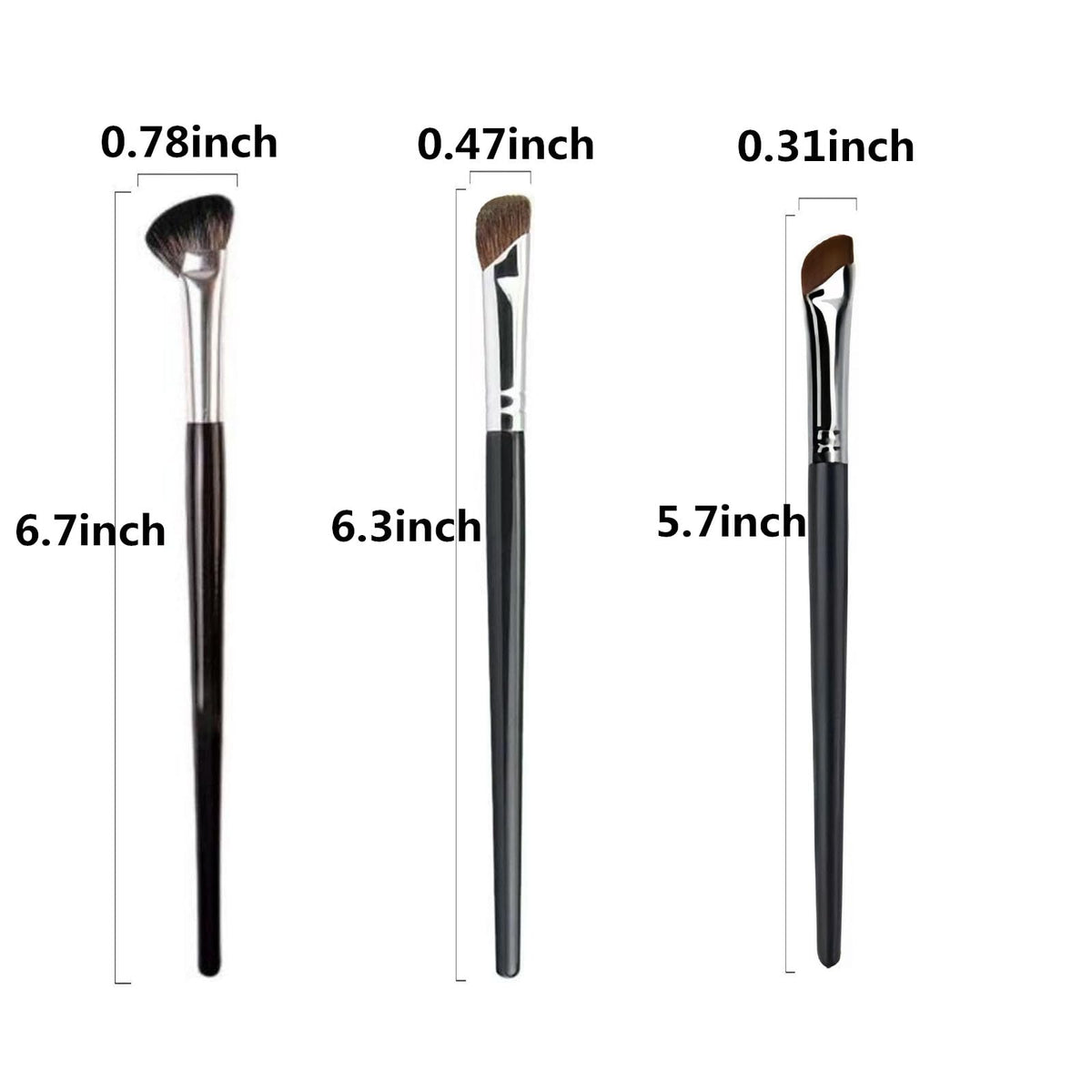 Angled nose shadow brush close up highlighting the premium synthetic fibers and copper ferrule