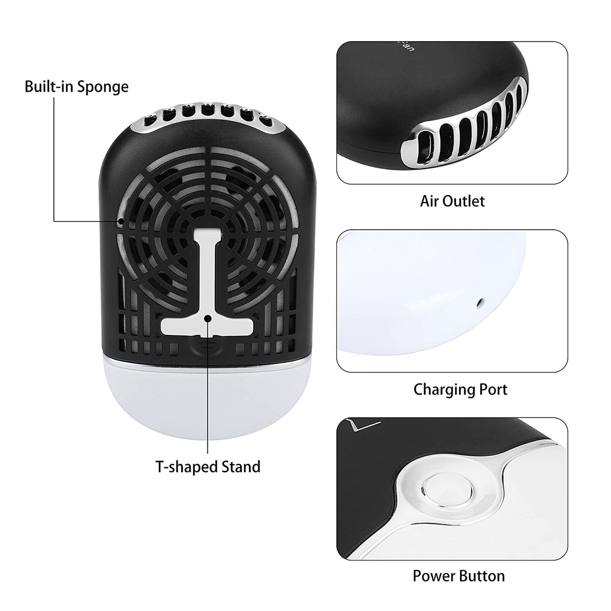 AFOUNDA mini cosmetic cooling fan alongside soft lash shampoo brushes and plastic squeeze bottle