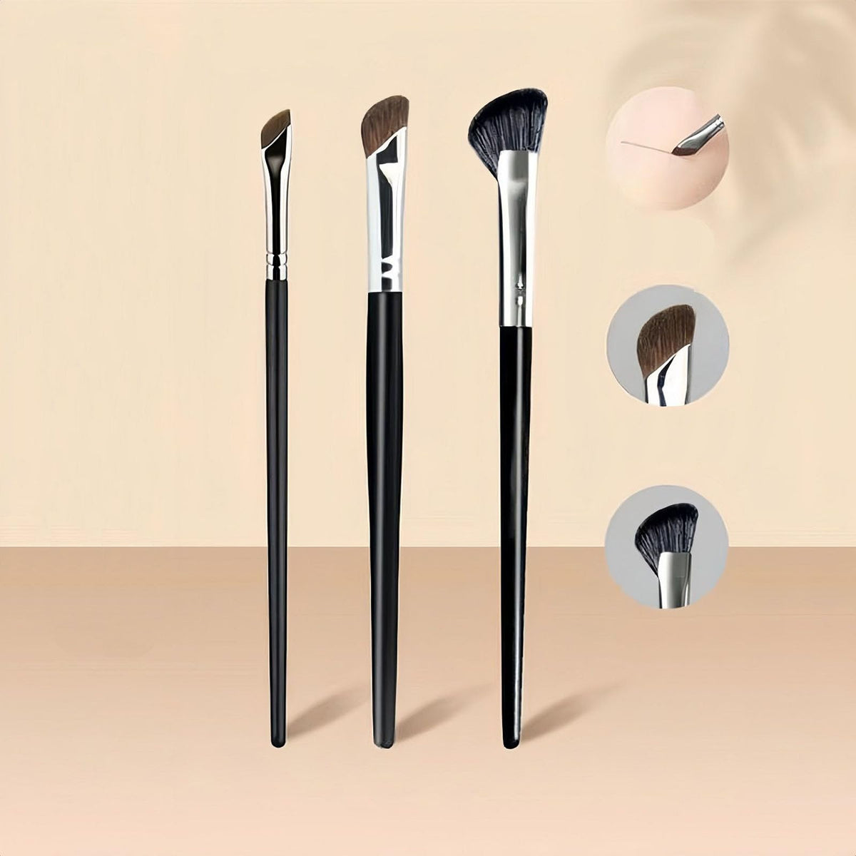 TEONEI face highlighter brush demonstrating the flexibility of the dense synthetic bristles