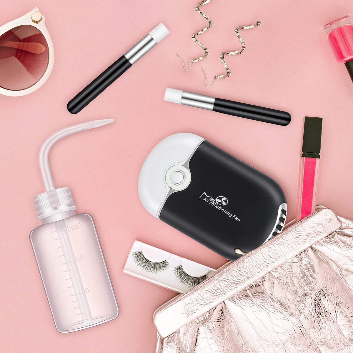 AFOUNDA pocket sized multi functional beauty fan showing the removable internal water cooling sponge