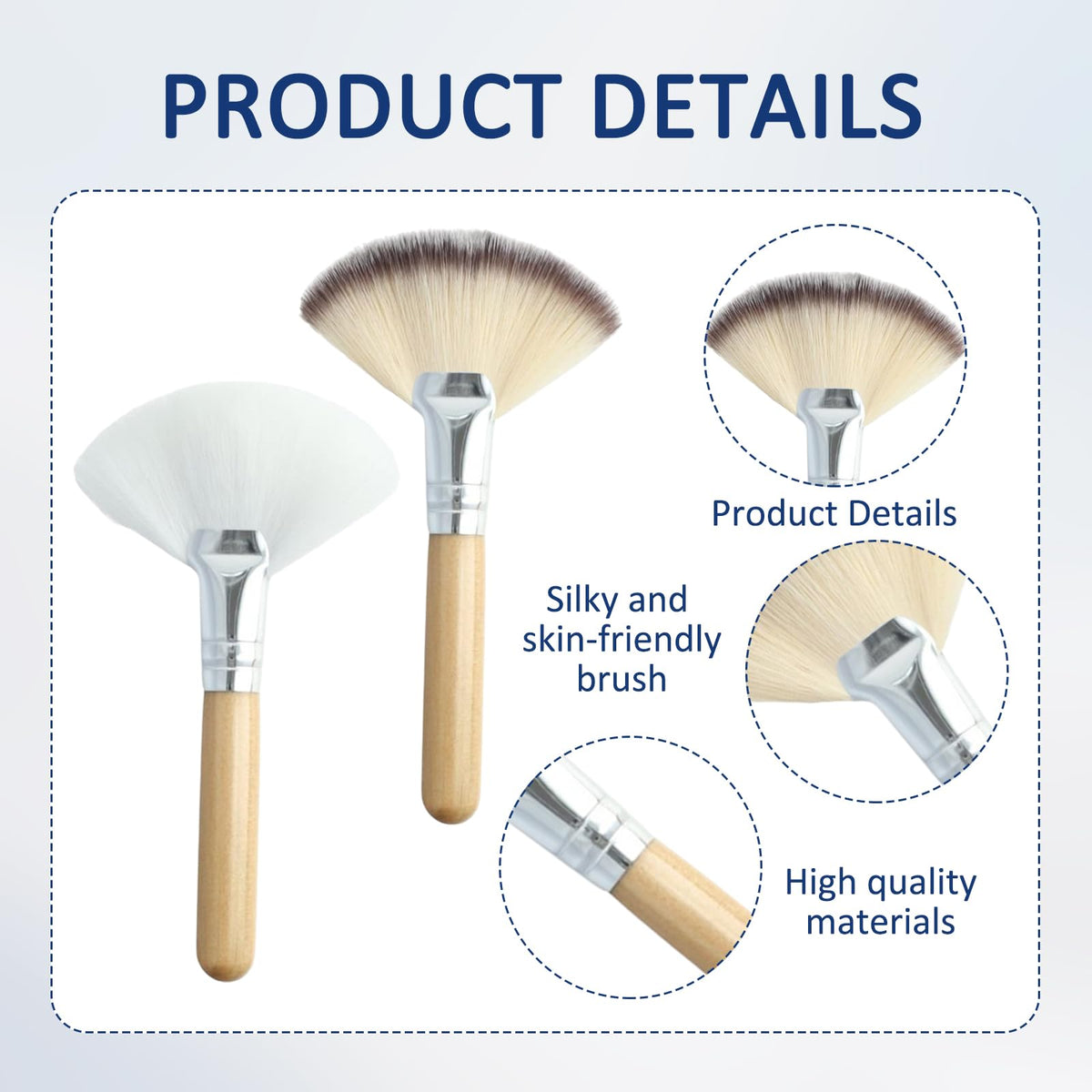 ROBOHOOK facial applicator brushes side angle showing the fluffy fan shape density