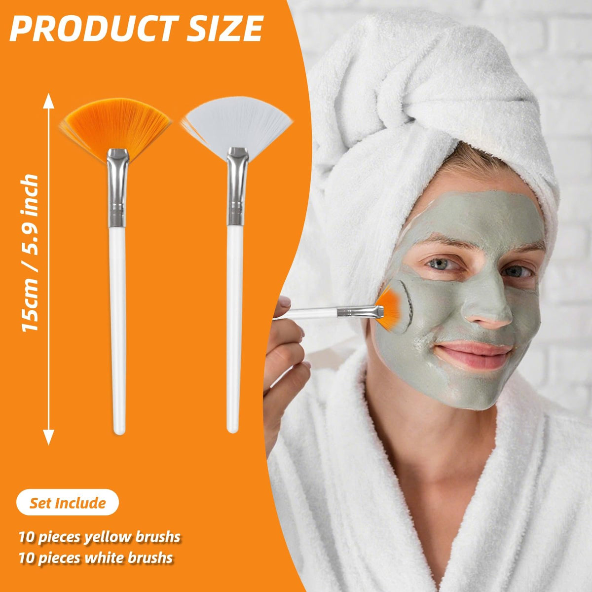 Close up of soft white synthetic nylon bristles on the skin mask applicator.