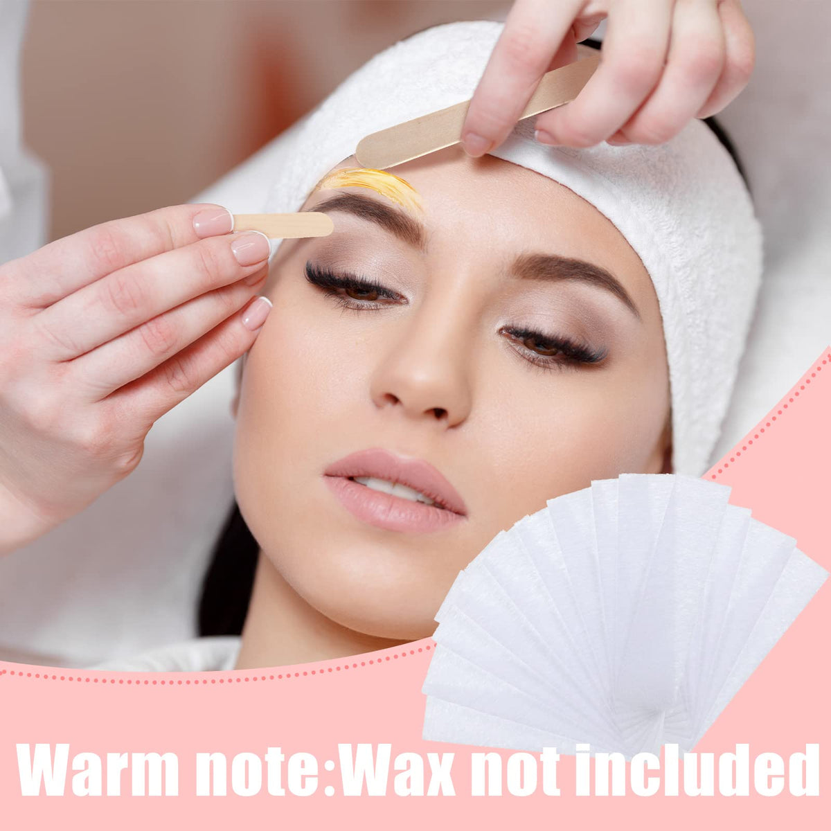 Close up of Maitys small pre cut facial waxing strips measuring zero point four by two point four inches.