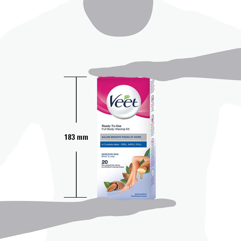 Veet ready to use cold wax strips packaging back view