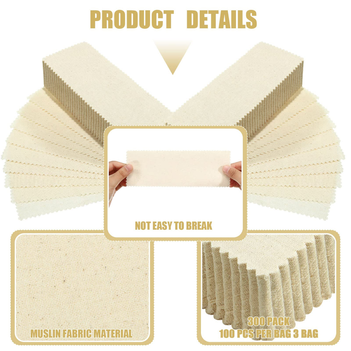 The clean, tear-resistant edges of a Loopeer muslin cloth strip showing the high-quality weave.