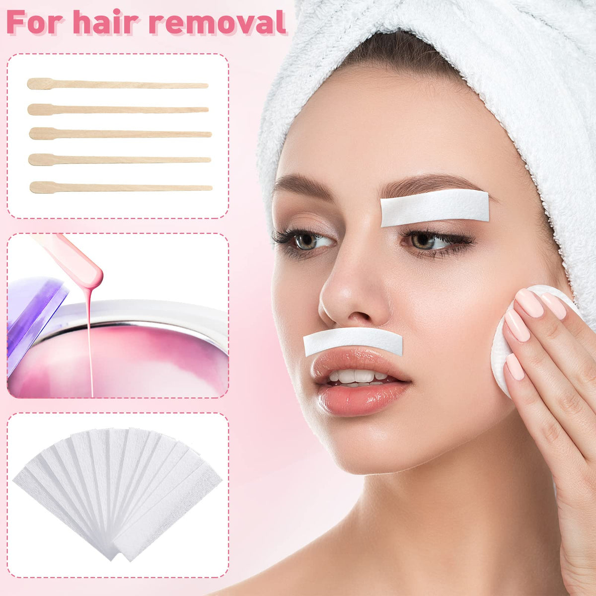 Linyuthia disposable body and facial wax strips stack perspective view