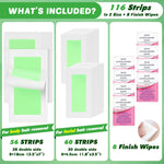 FYENCAM at home waxing kit showing large body strips and small precision facial strips separated