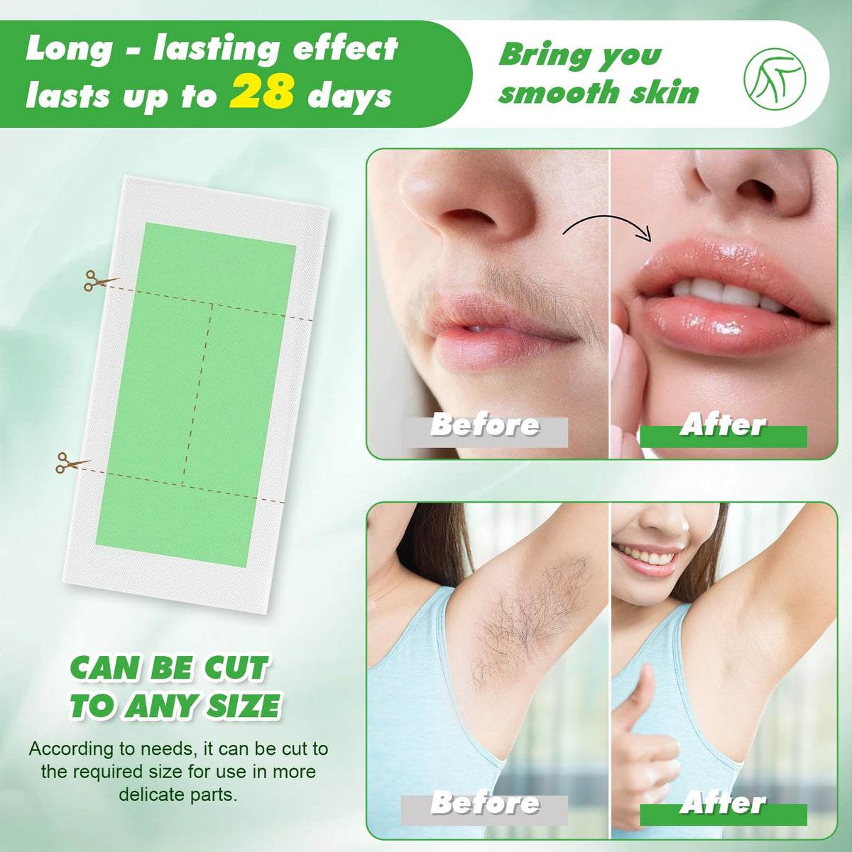 Nawchedo face and body wax strips package showing hypoallergenic natural ingredients callout