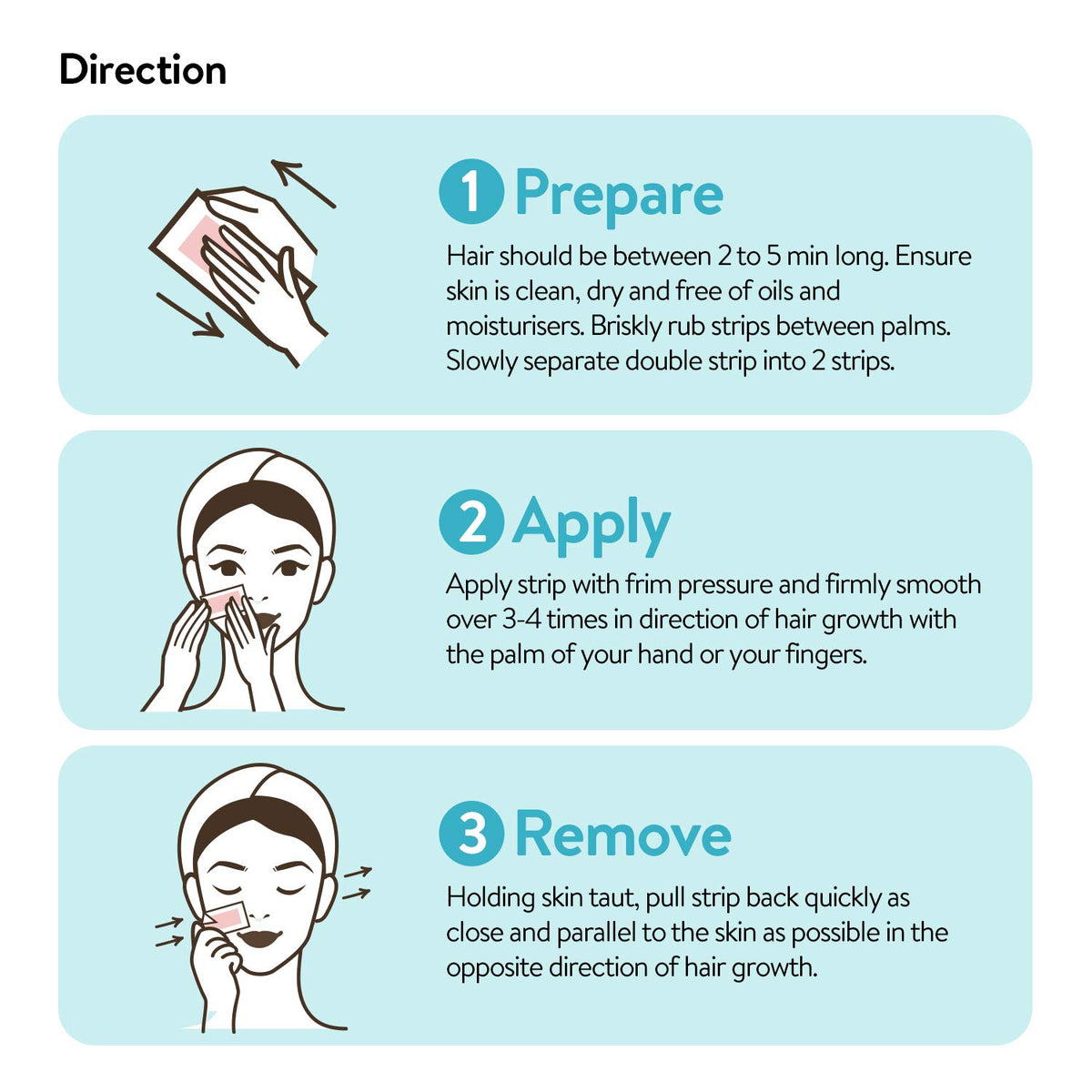 Hand warming instruction for GleeBee hand-warmable waxing strips