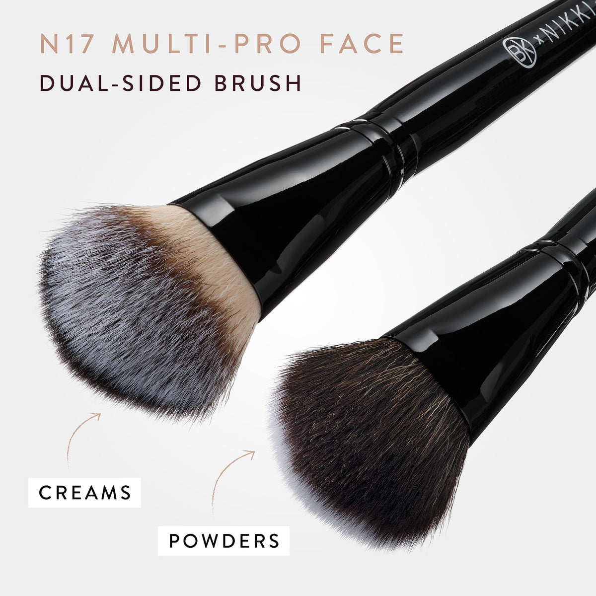 BK Beauty dual sided paddle brush applying cream bronzer lifestyle angle