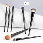 BK Beauty N17 paddle brush blending powder blush on cheek view