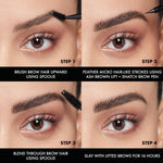 Side profile of the longwear eyebrow tint pen packaging highlighting the official shade label.