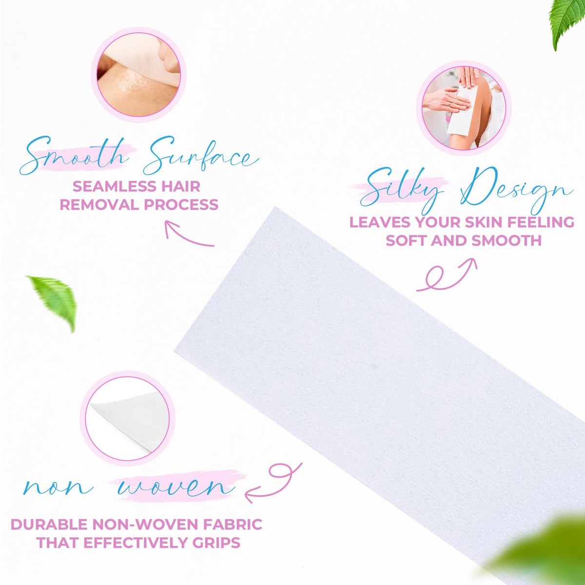 Close up view of the thick texture of Tifara Beauty lint free epilating strips highlighting the strong fabric weave.