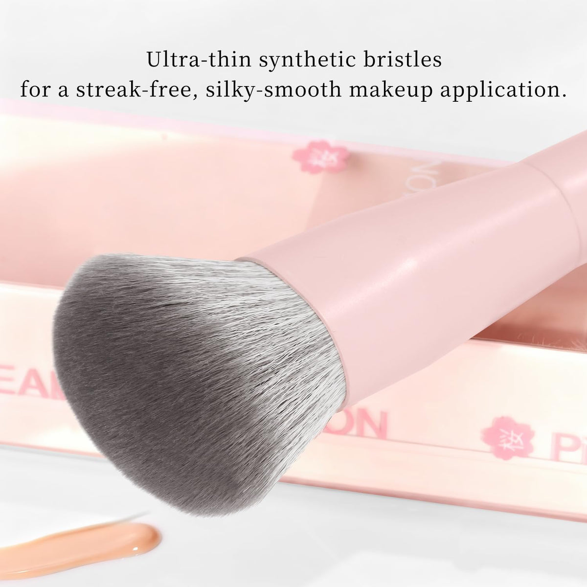 Side profile of the premium synthetic buffing brush for streak free foundation application