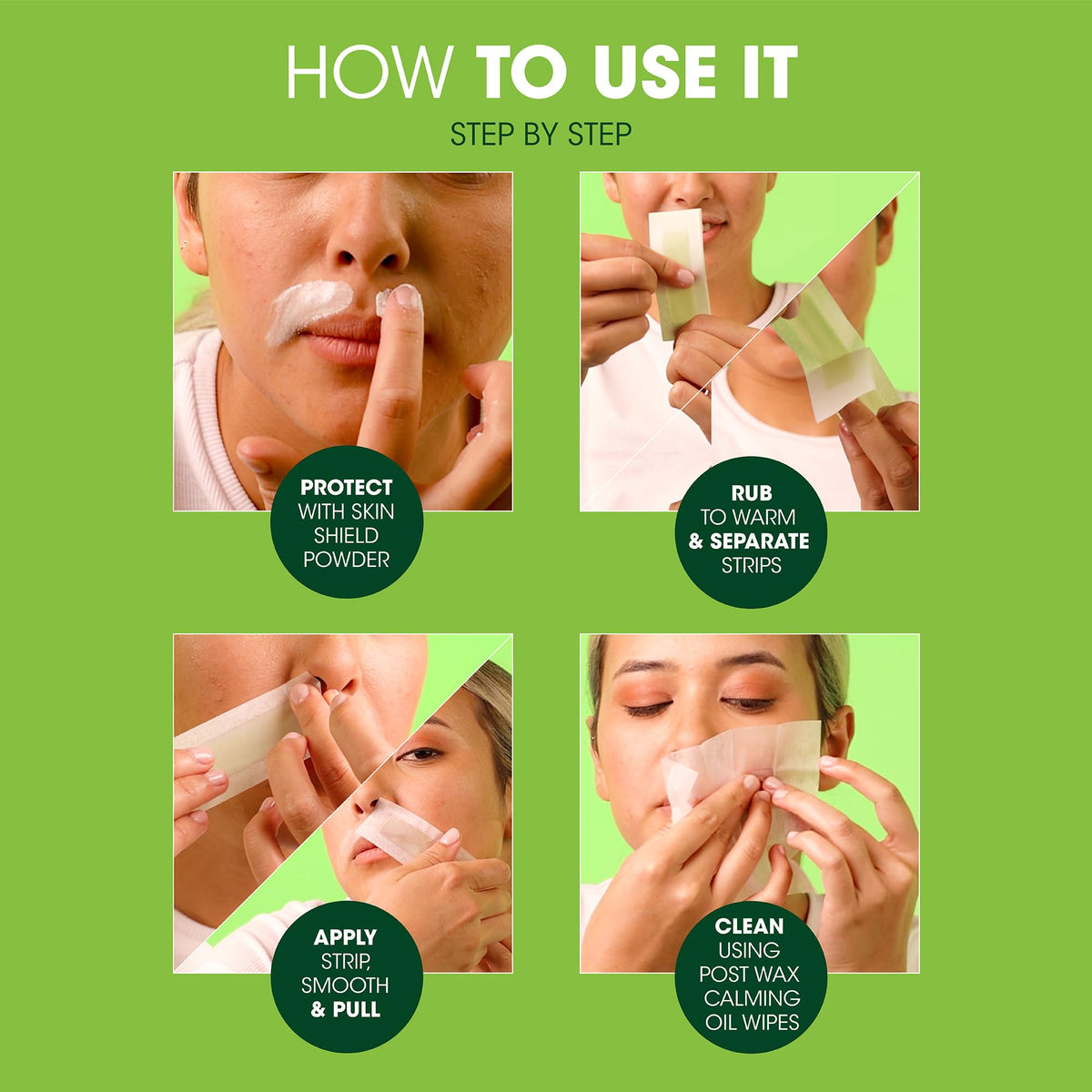 Nads facial wax strips for sensitive skin application instructions